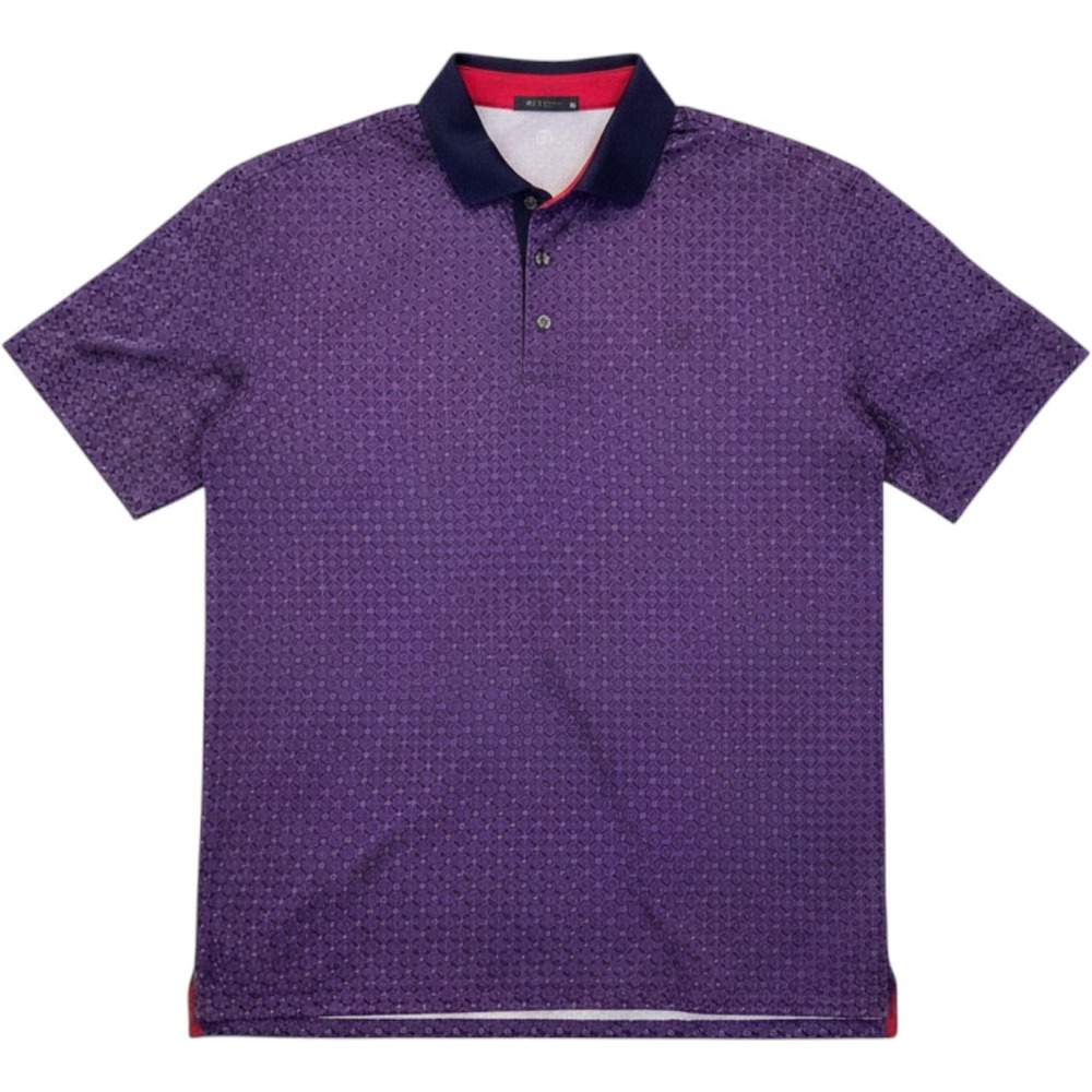 Greyson Golf Polo Shirt Purple Blue Red Geometric Print Performance - Medium